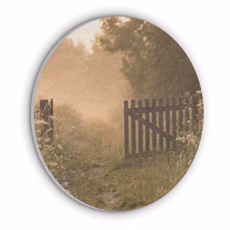 Hek - Natuur - Mist - Veld Akoestische PET Vilt - Rond klein -3d