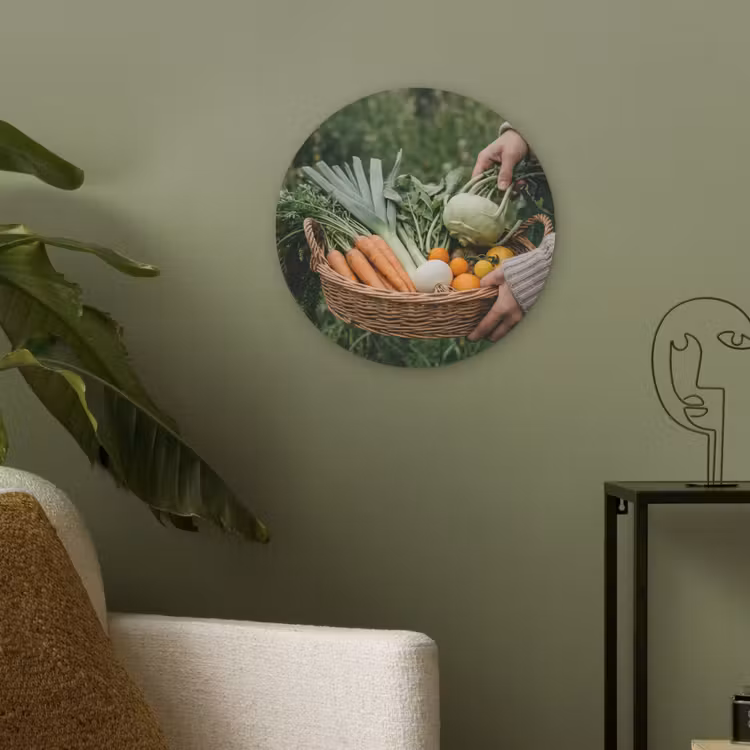 Veld - Groenten - Biologisch - Oogst Akoestische PET Vilt - Rond klein -sfeer2