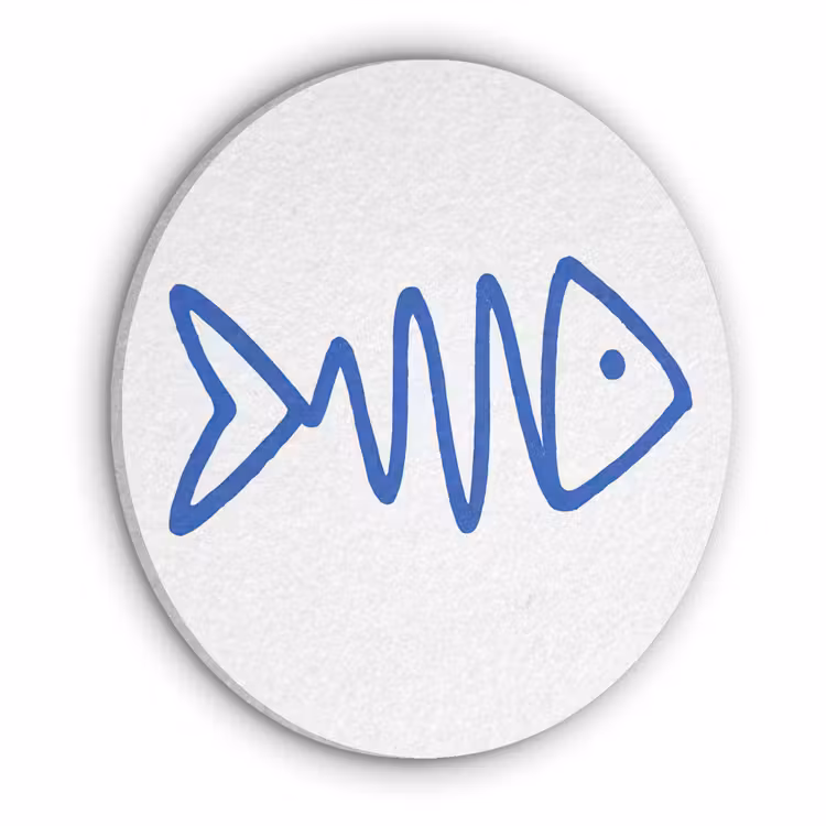 Vis - Minimalistisch - Blauw - Lijn Akoestische PET Vilt - Rond klein -3d