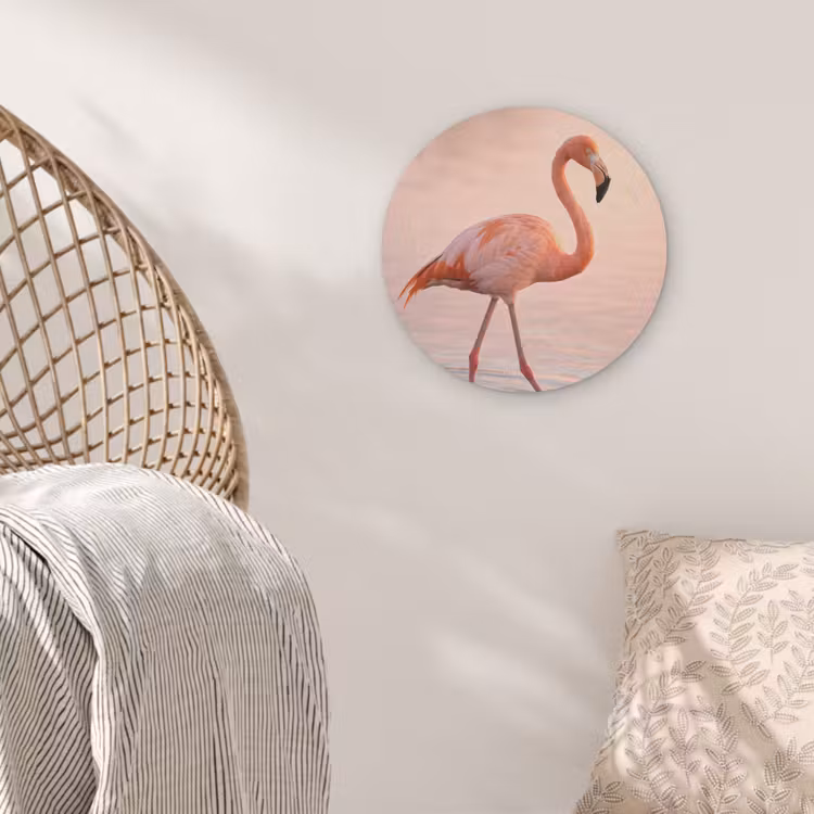 Flamingo - Water - Roze Akoestische PET Vilt - Rond klein -sfeer4