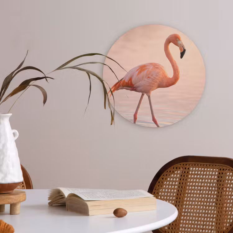 Flamingo - Water - Roze Akoestische PET Vilt - Rond klein -sfeer3