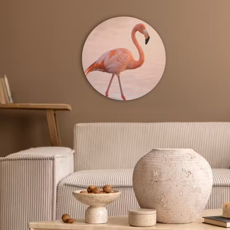 Flamingo - Water - Roze Akoestische PET Vilt - Rond klein -sfeer1