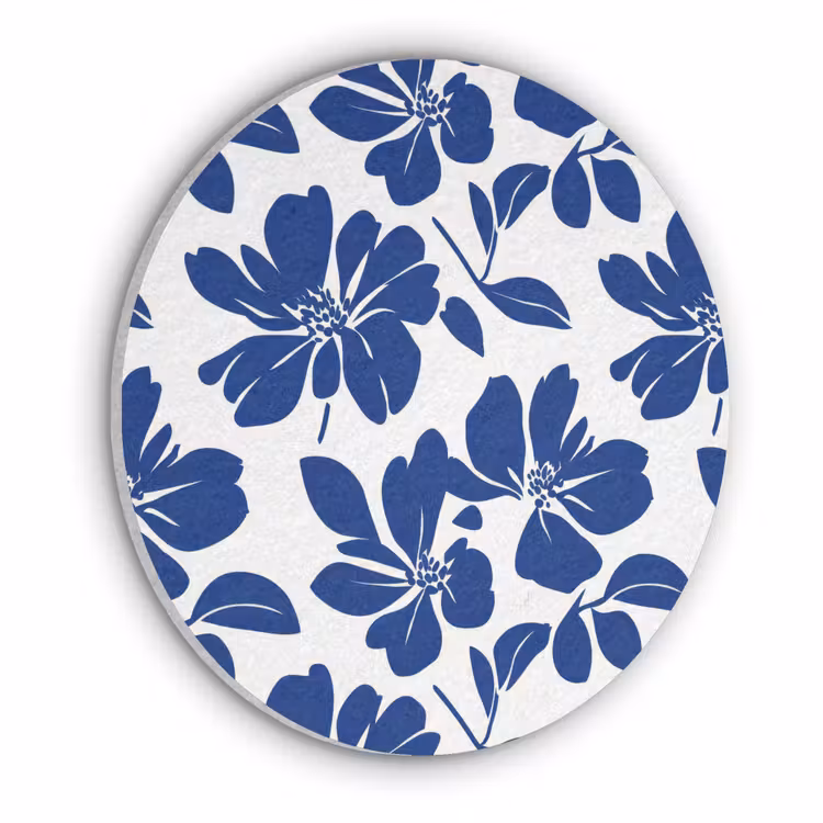 Floraal - Modern - Blauw Akoestische PET Vilt - Rond klein 838 -3d
