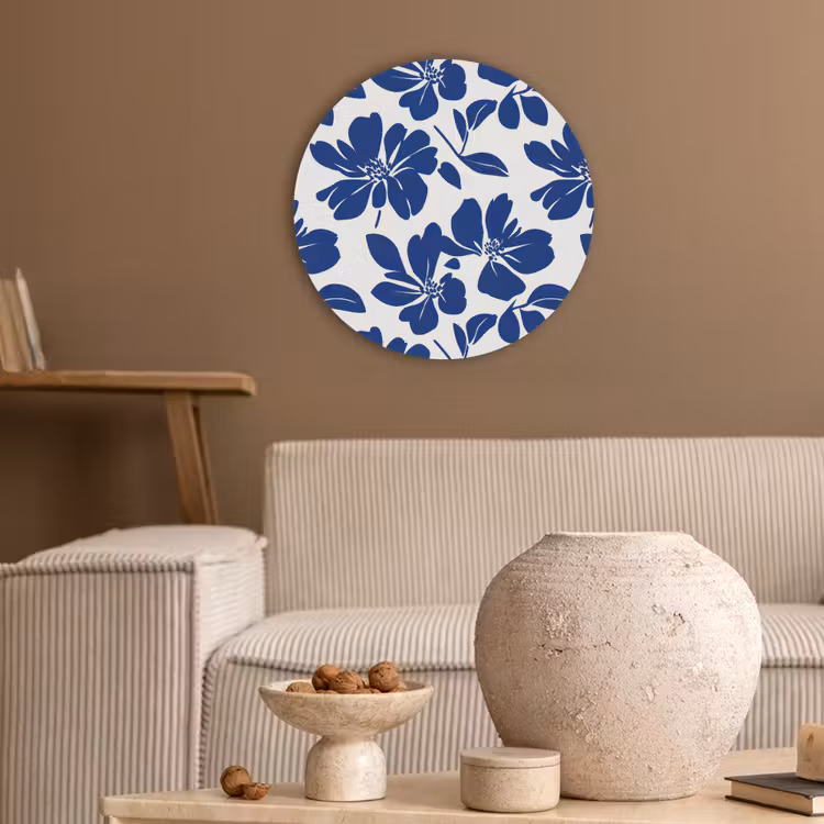 Floraal - Modern - Blauw Akoestische PET Vilt - Rond klein 838 -sfeer1