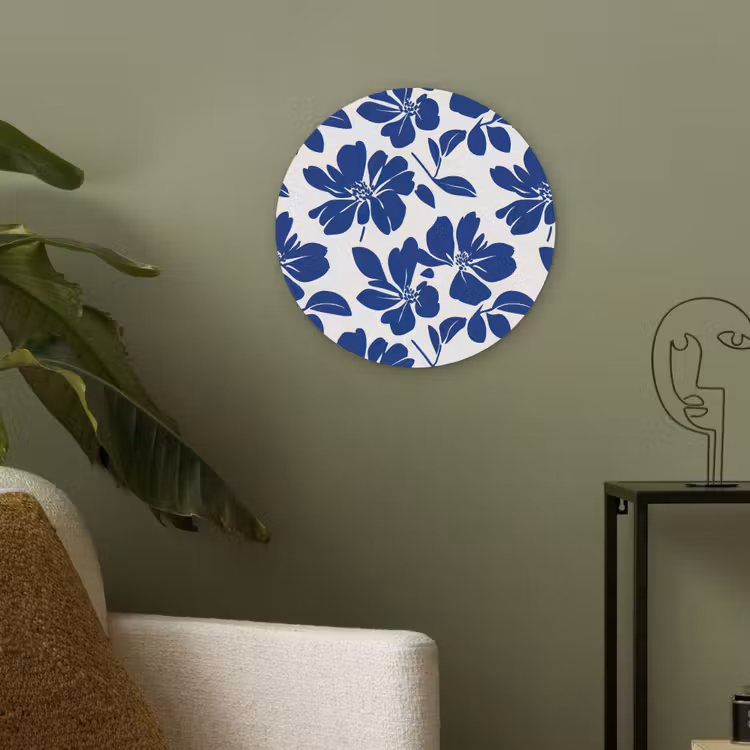 Floraal - Modern - Blauw Akoestische PET Vilt - Rond klein 838 -sfeer2