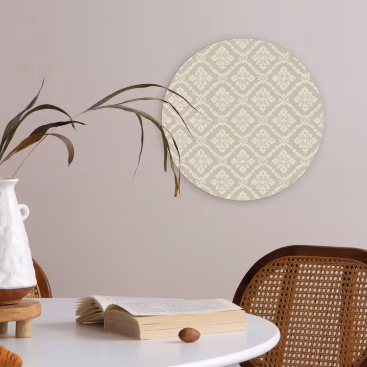 Floraal - Ornament - Beige Akoestische PET Vilt - Rond klein 838 -sfeer3