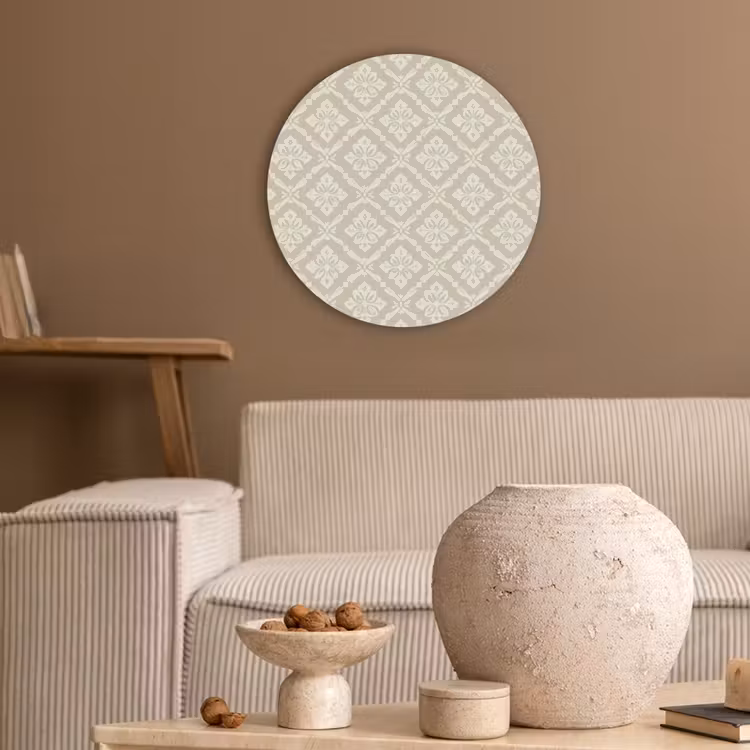 Floraal - Ornament - Beige Akoestische PET Vilt - Rond klein 838 -sfeer1