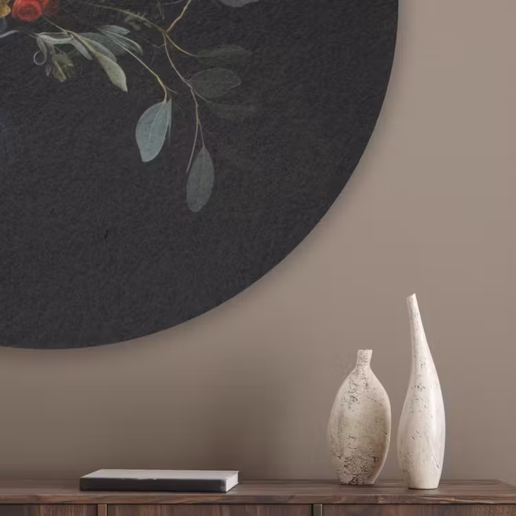 Bloemstuk - Vaas - Zwart Akoestische PET Vilt - Rond klein -sfeer5_closeup