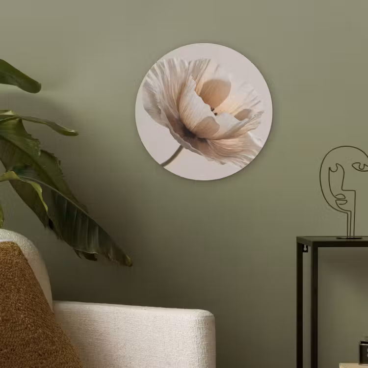 Bloem - Beige - Crème Akoestische PET Vilt - Rond klein -sfeer2