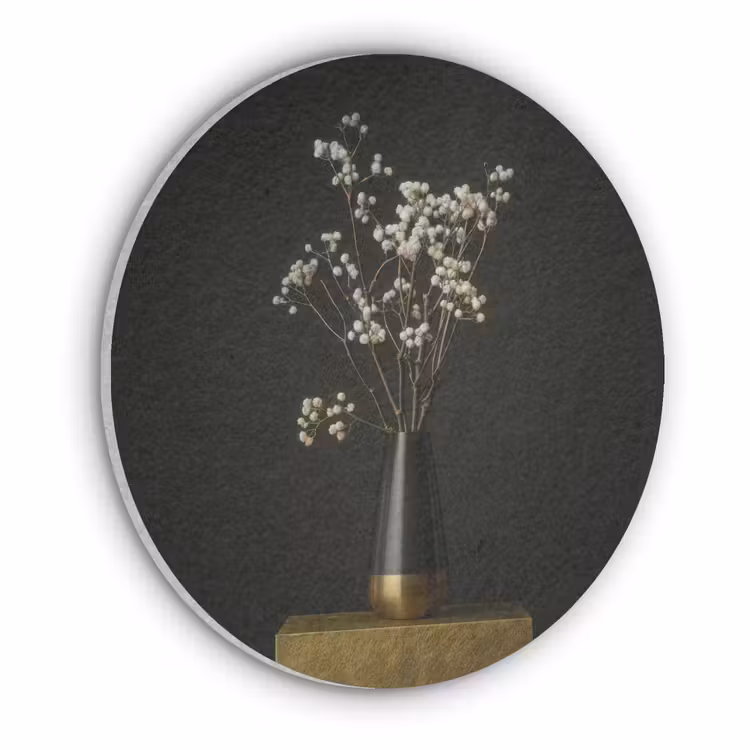 Bloembollen - Wit - Vaas - Minimalistisch Akoestische PET Vilt - Rond klein -3d