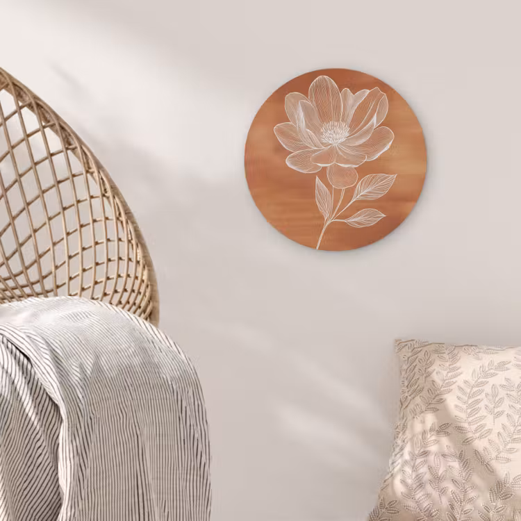 Bloem - Minimalistisch - Wit Akoestische PET Vilt - Rond klein -sfeer4