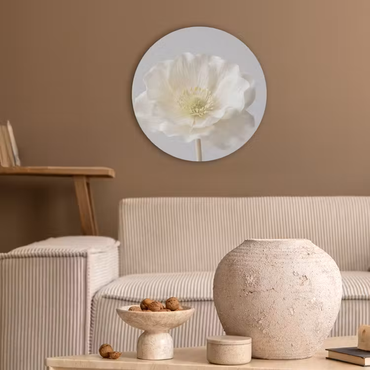 Bloem - Minimalistisch -Wit Akoestische PET Vilt - Rond klein -sfeer1