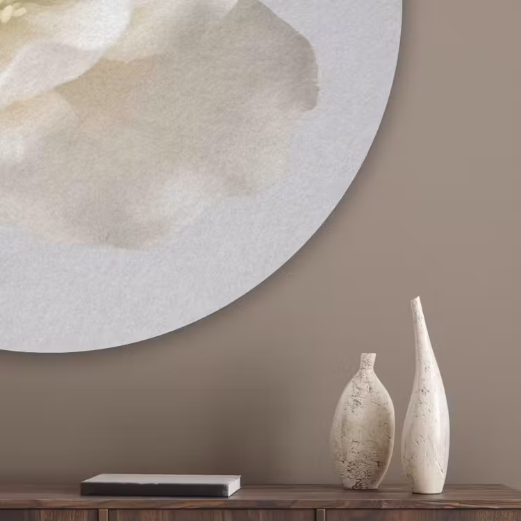 Bloem - Minimalistisch -Wit Akoestische PET Vilt - Rond klein -sfeer5_closeup