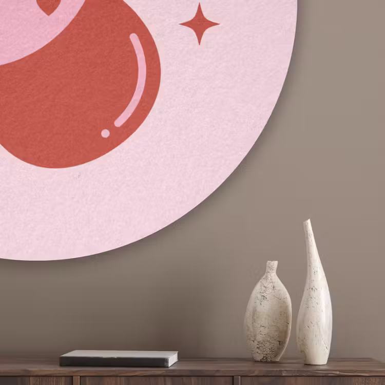 Bloem - Roze - Hartjes Akoestische PET Vilt - Rond klein -sfeer5_closeup