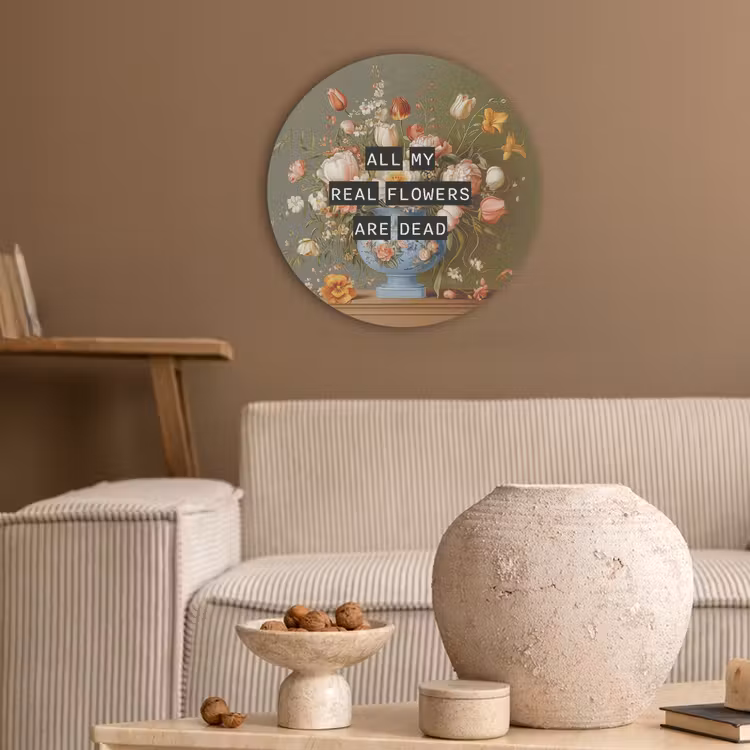 Bloem - Quote - Vintage - Art Akoestische PET Vilt - Rond klein -sfeer1