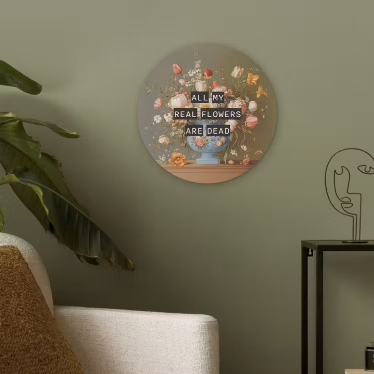 Bloem - Quote - Vintage - Art Akoestische PET Vilt - Rond klein -sfeer2