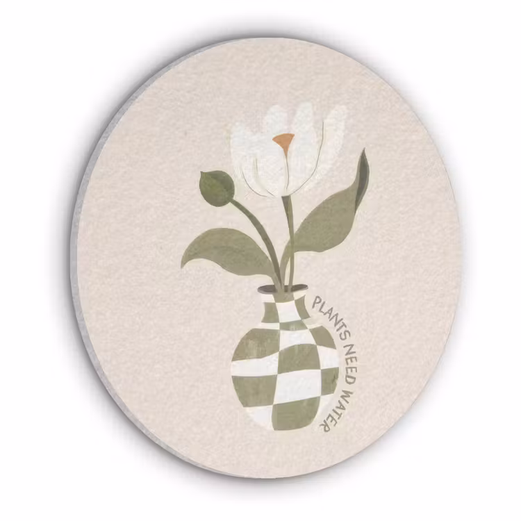 Bloem - Wit - Vaas - Quote Akoestische PET Vilt - Rond klein -3d