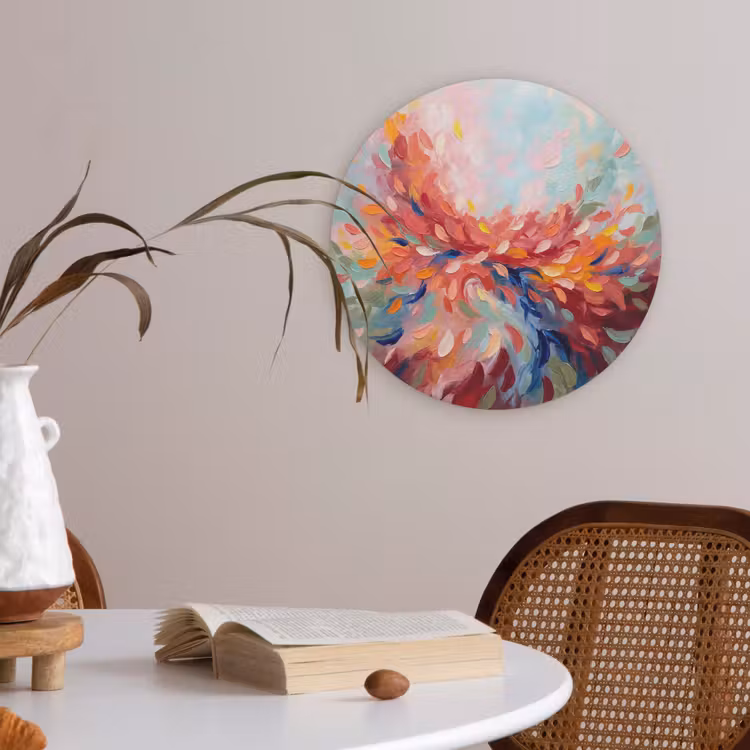 Bloemen - Abstract - Kunst - Modern Akoestische PET Vilt - Rond klein -sfeer3