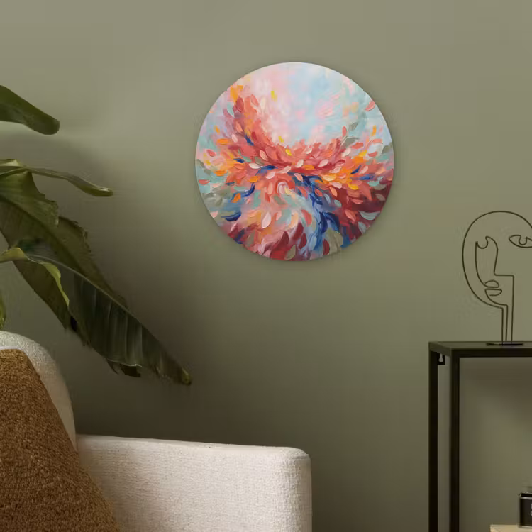 Bloemen - Abstract - Kunst - Modern Akoestische PET Vilt - Rond klein -sfeer2