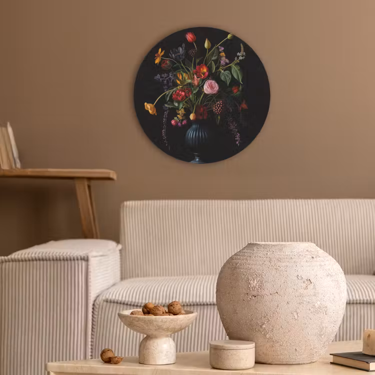 Bloemen - Bessen - Klassiek Akoestische PET Vilt - Rond klein -sfeer1