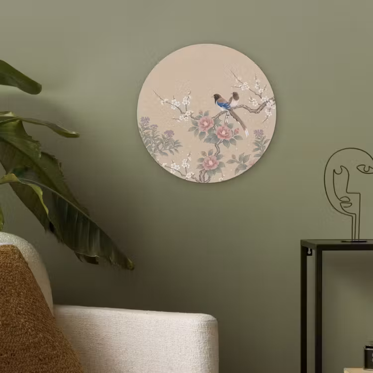 Bloemen - Vogels - Bloemen Akoestische PET Vilt - Rond klein -sfeer2