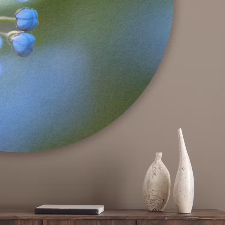 Bloemetjes - Blauw - Vergeet mij nietjes Akoestische PET Vilt - Rond klein -sfeer5_closeup