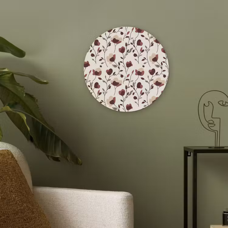 Bloemen - Botanisch - Bordeaux Akoestische PET Vilt - Rond klein 838 -sfeer2