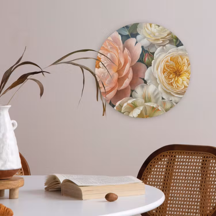 Bloemen - Boeket - Natuur - Klassiek - Kleurrijk Akoestische PET Vilt - Rond klein -sfeer3