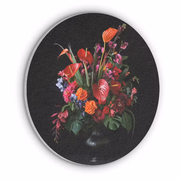 Bloemen - Boeket - Sierlijk Akoestische PET Vilt - Rond klein -3d