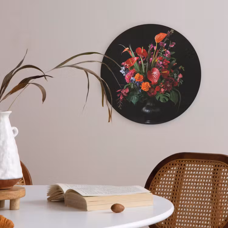 Bloemen - Boeket - Sierlijk Akoestische PET Vilt - Rond klein -sfeer3