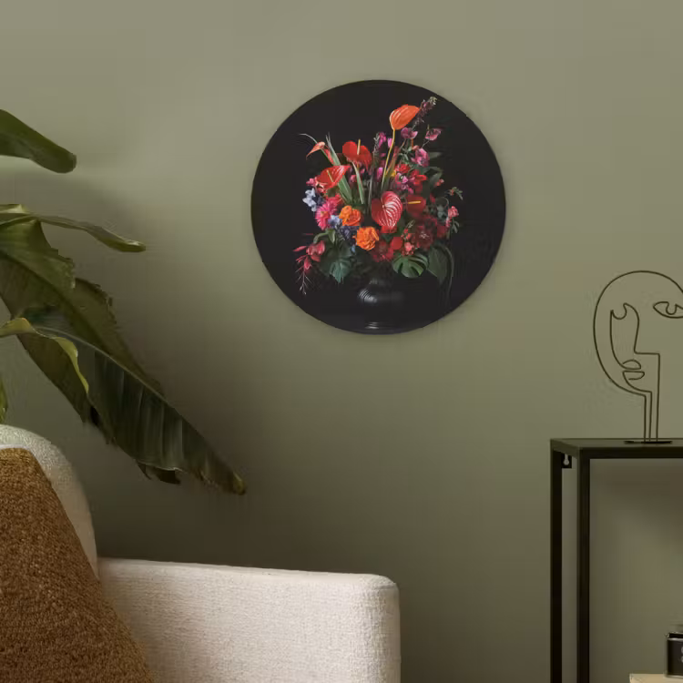 Bloemen - Boeket - Sierlijk Akoestische PET Vilt - Rond klein -sfeer2