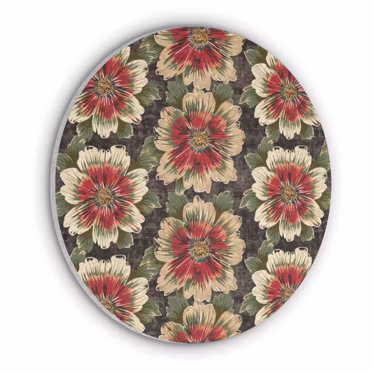 Bloemen - Klassiek - Patroon - Rood Akoestische PET Vilt - Rond klein 838 -3d