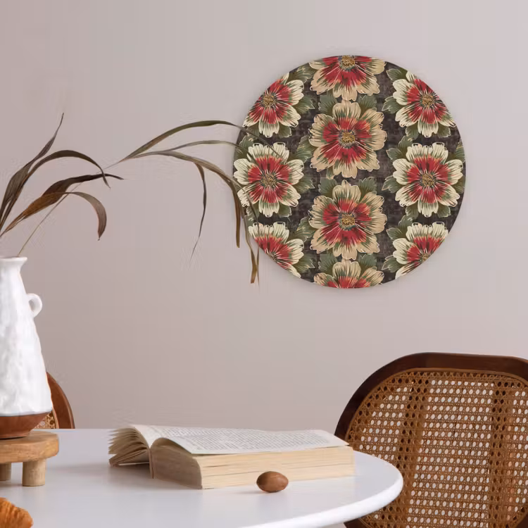 Bloemen - Klassiek - Patroon - Rood Akoestische PET Vilt - Rond klein 838 -sfeer3