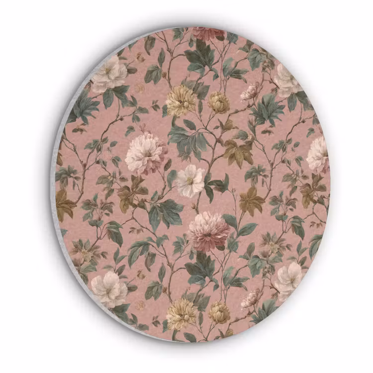 Bloemen - Klassiek - Roze Akoestische PET Vilt - Rond klein 838 -3d