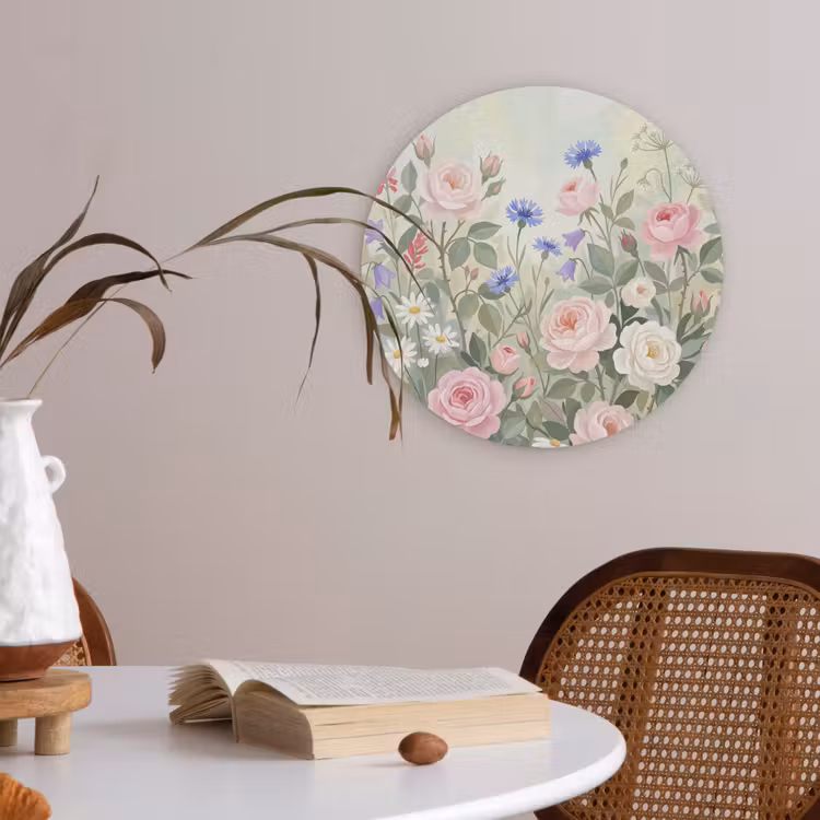 Bloemen - Tuin - Natuur - Kleurrijk Akoestische PET Vilt - Rond klein -sfeer3