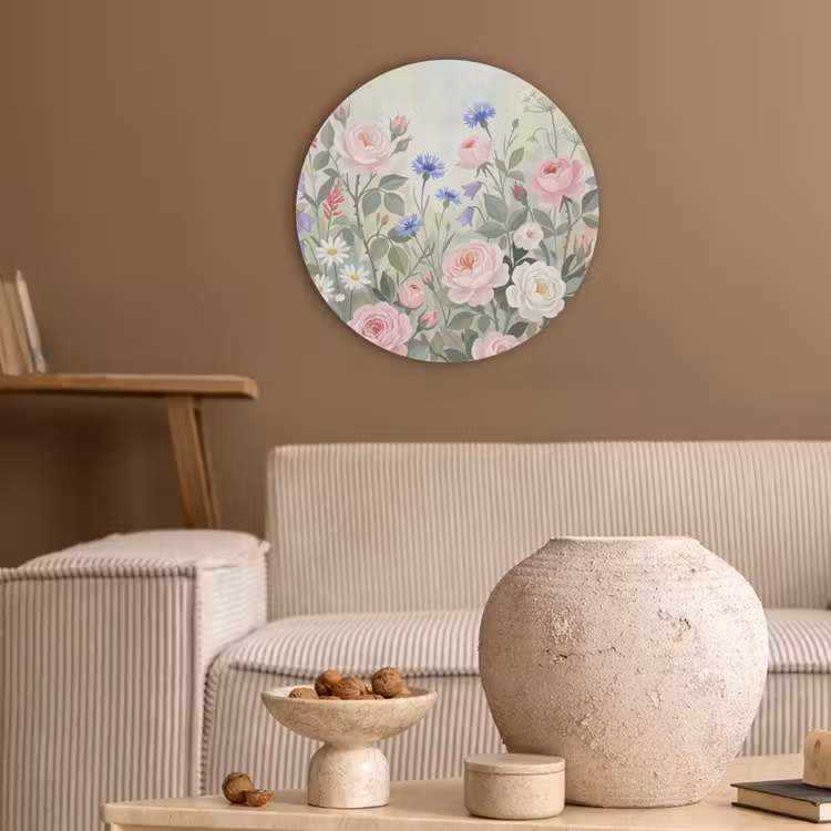 Bloemen - Tuin - Natuur - Kleurrijk Akoestische PET Vilt - Rond klein -sfeer1