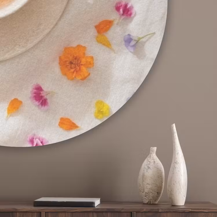 Bloemen - Kop - Natuur - Kleurrijk - Zomer Akoestische PET Vilt - Rond klein -sfeer5_closeup