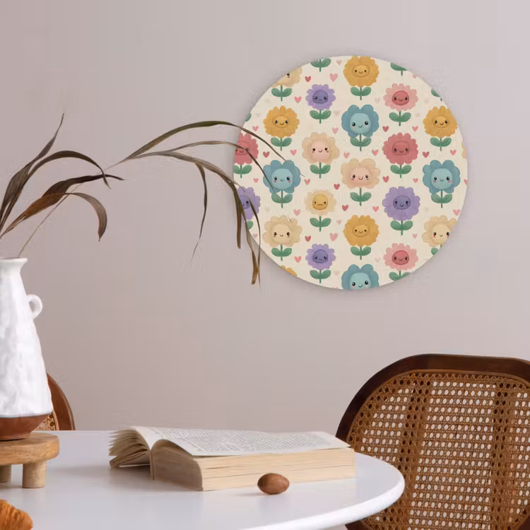Bloemen - Hartjes - Kleurrijk Akoestische PET Vilt - Rond klein 838 -sfeer3