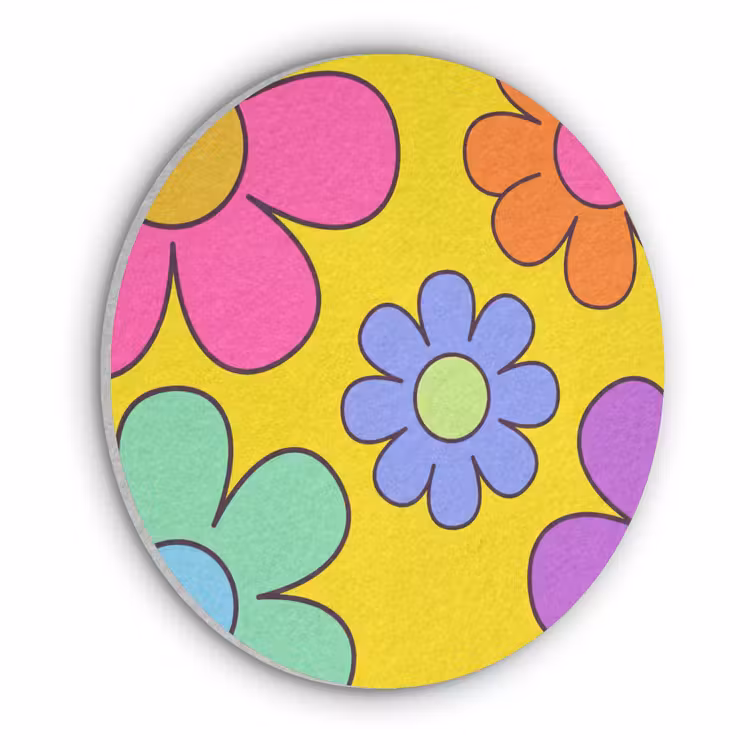 Bloemen - Illustratie - Kleurrijk Akoestische PET Vilt - Rond klein -3d