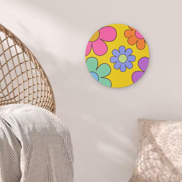 Bloemen - Illustratie - Kleurrijk Akoestische PET Vilt - Rond klein -sfeer4