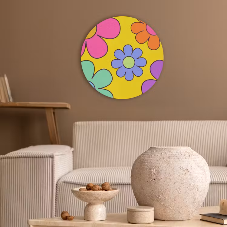 Bloemen - Illustratie - Kleurrijk Akoestische PET Vilt - Rond klein -sfeer1