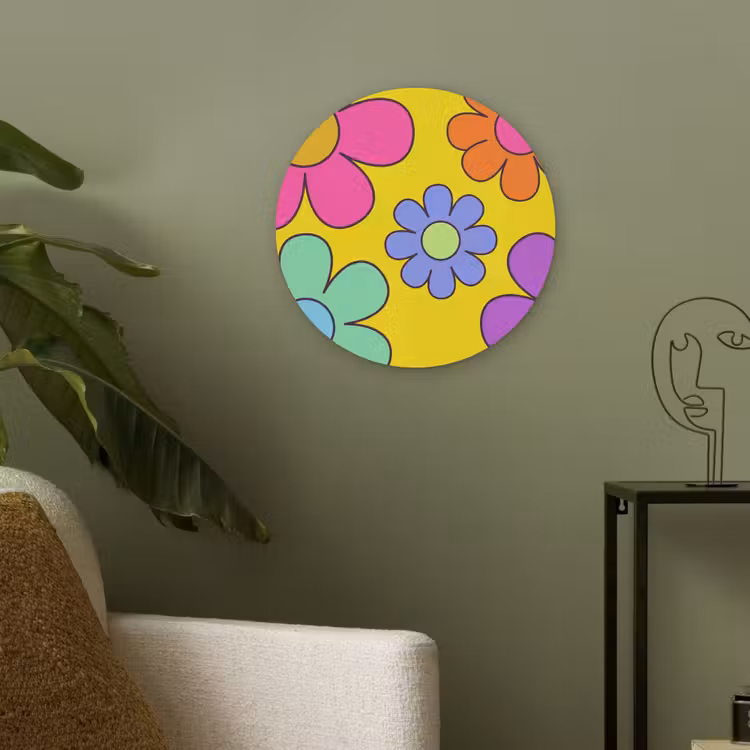 Bloemen - Illustratie - Kleurrijk Akoestische PET Vilt - Rond klein -sfeer2