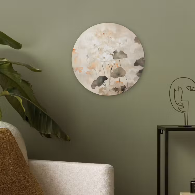 Bloemen - Japandi - Wabi sabi Akoestische PET Vilt - Rond klein -sfeer2