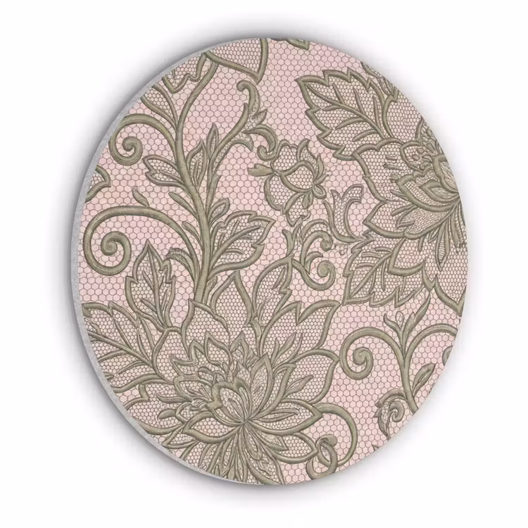 Bloemen - Kant - Patroon - Klassiek - Groen Akoestische PET Vilt - Rond klein -3d