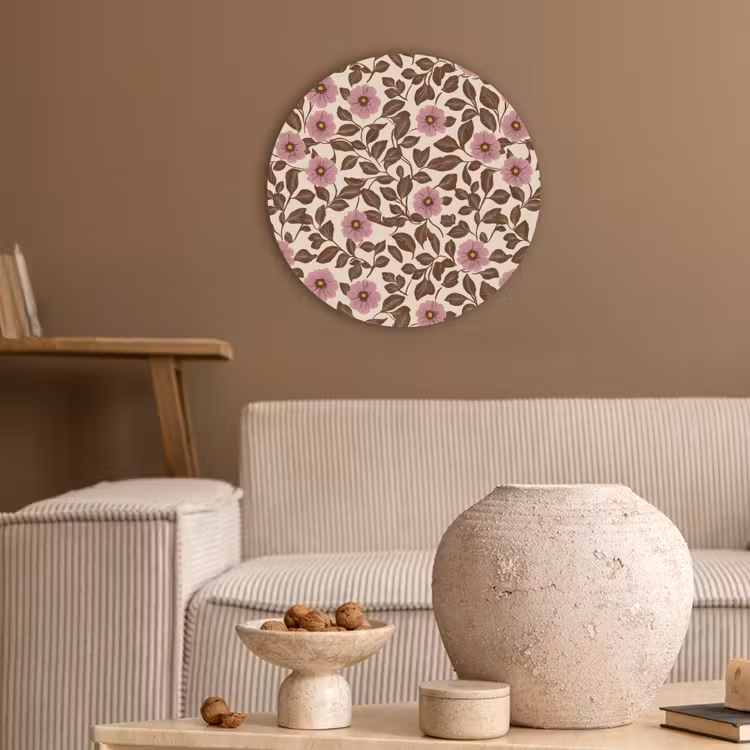 Bloemen - Bladeren - Kleurrijk Akoestische PET Vilt - Rond klein 838 -sfeer1