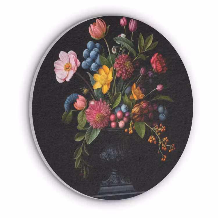 Bloemen - Vrolijk - Vaas Akoestische PET Vilt - Rond klein -3d