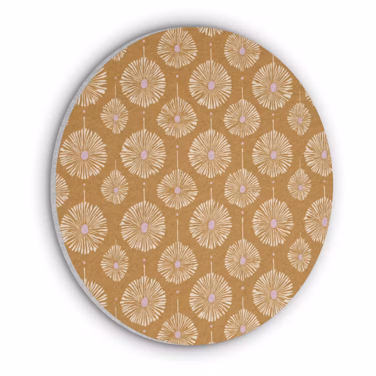 Bloemen - Modern - Oker Akoestische PET Vilt - Rond klein 838 -3d