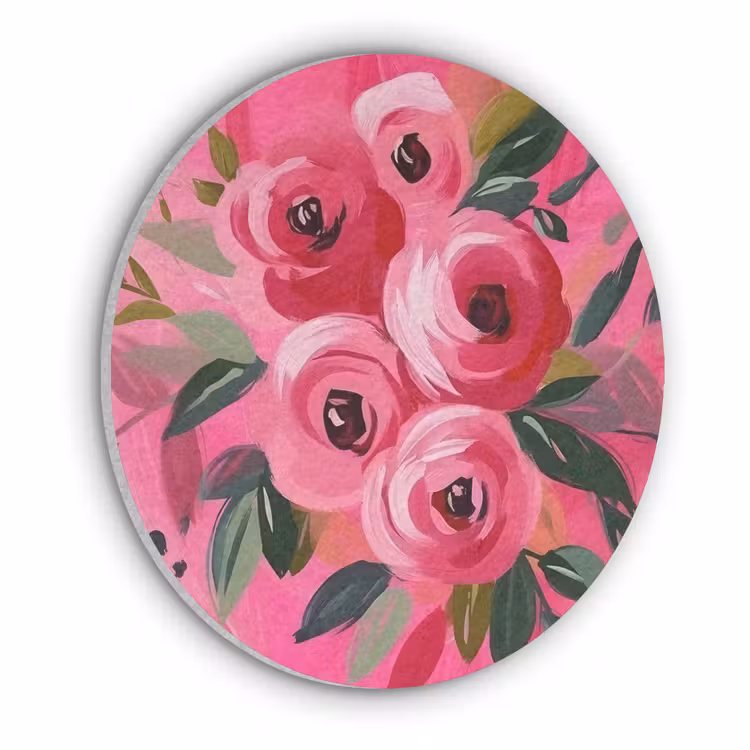 Bloemen - Verf - Roze Akoestische PET Vilt - Rond klein -3d
