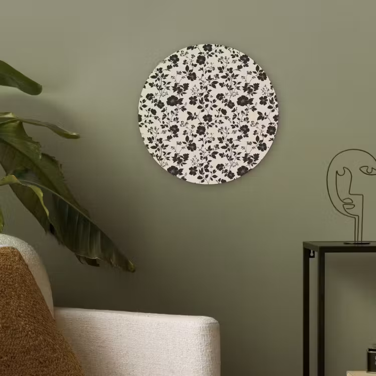 Bloemen - Dessin - Zwart Akoestische PET Vilt - Rond klein 838 -sfeer2