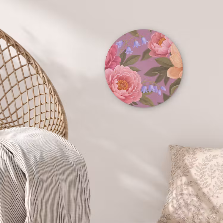 Bloemen - Patroon - Illustratie - Roze Akoestische PET Vilt - Rond klein -sfeer4